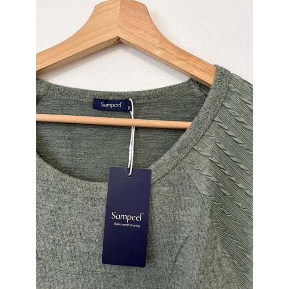NWT SAMPEEL Women's Crewneck Sweatshirt Tunic – Green – Size XL - Picture 4 of 5